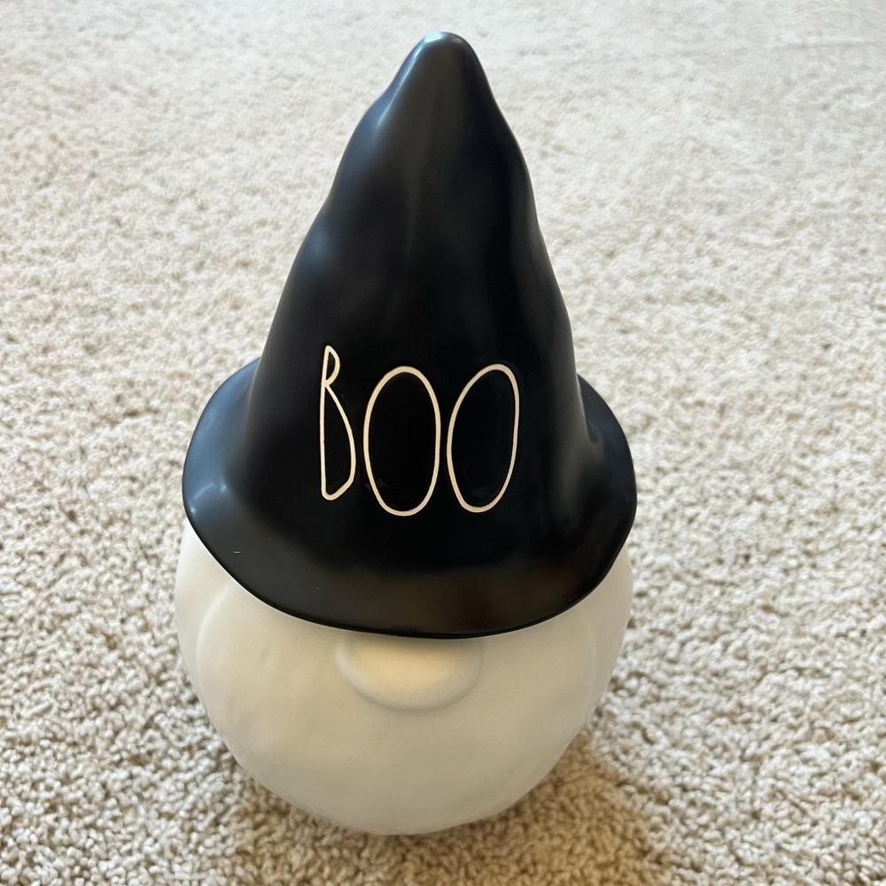 Rae Dunn Halloween Gnome with Black 'BOO' Hat